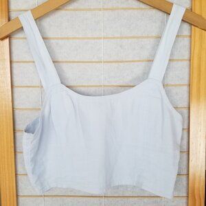 Aerie Smocked Crop Top Size Small Cotton Light Blue